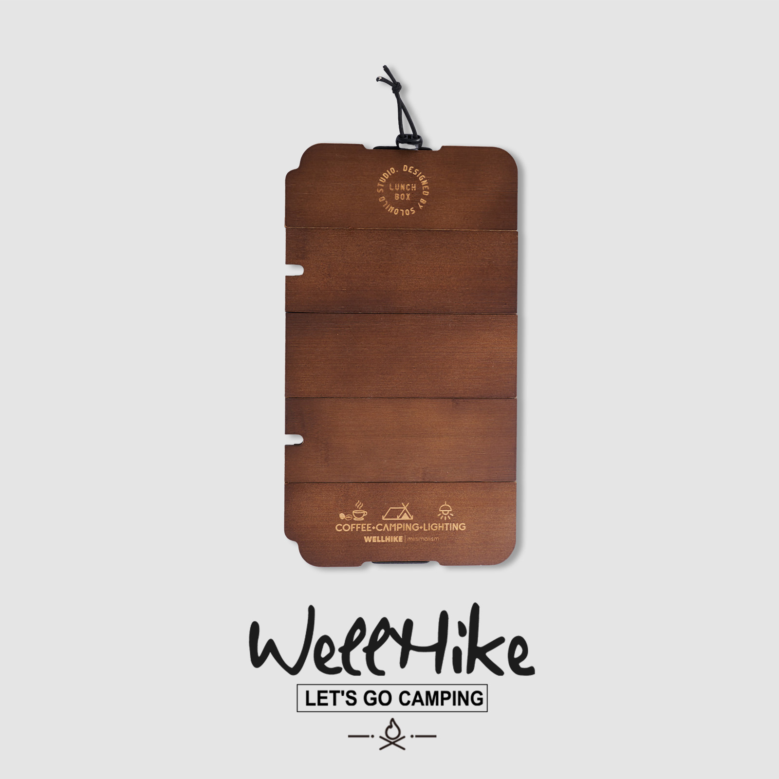 Camp Cutting Board - WELLHIKE ランチボックス 5 つ折り木製ボードテクスチャレトロアウトドアキャンプピクニックコーヒーメタルボックスアクセサリー