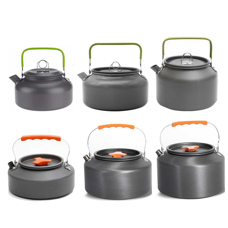 Camping Cooking Set 2 Person - 0.8L/1.1L/1.2L/1.6L/2L/2.5L アルミ合金ポータブルアウトドアキャンプコーヒーと紅茶ケトルハイキング釣りピクニックや調理用