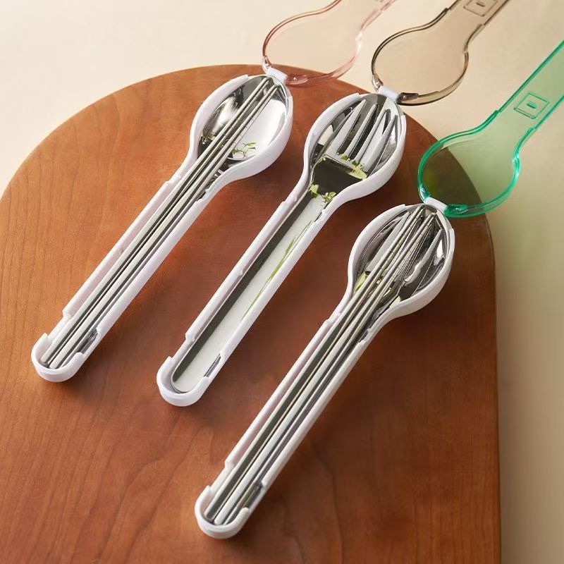 Camping Cooking Knife - ポータブルカトラリーセット 収納ボックス付き キャンプ 旅行 アウトドア食器 ステンレス鋼