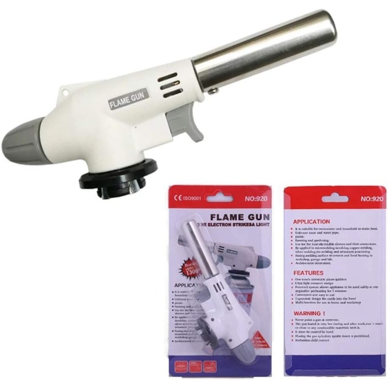 Camping Cooking Torch - 屋外溶接用の金属火炎銃,キャンプやバーベキュー用のブタンバーナー,ガストーチ,バーナー用のライター