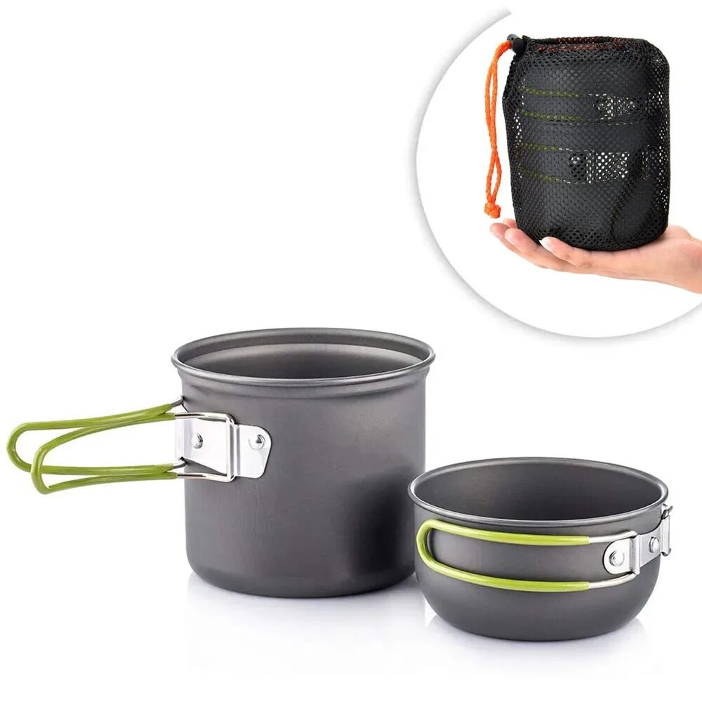 Camping Cooking Set 2 Person - キャンプ調理器具混乱キット超軽量キャンプポットセット屋外調理食器ハイキングトレッキングピクニック釣り登山