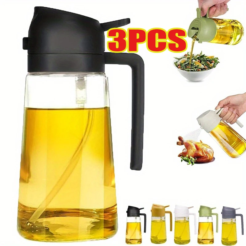 Camping Cooking Oil Bottle - オイルスプレー 2-in-1 プラスチック製 家庭用 キッチンオイルスプレーボトル ネブライジングミスト