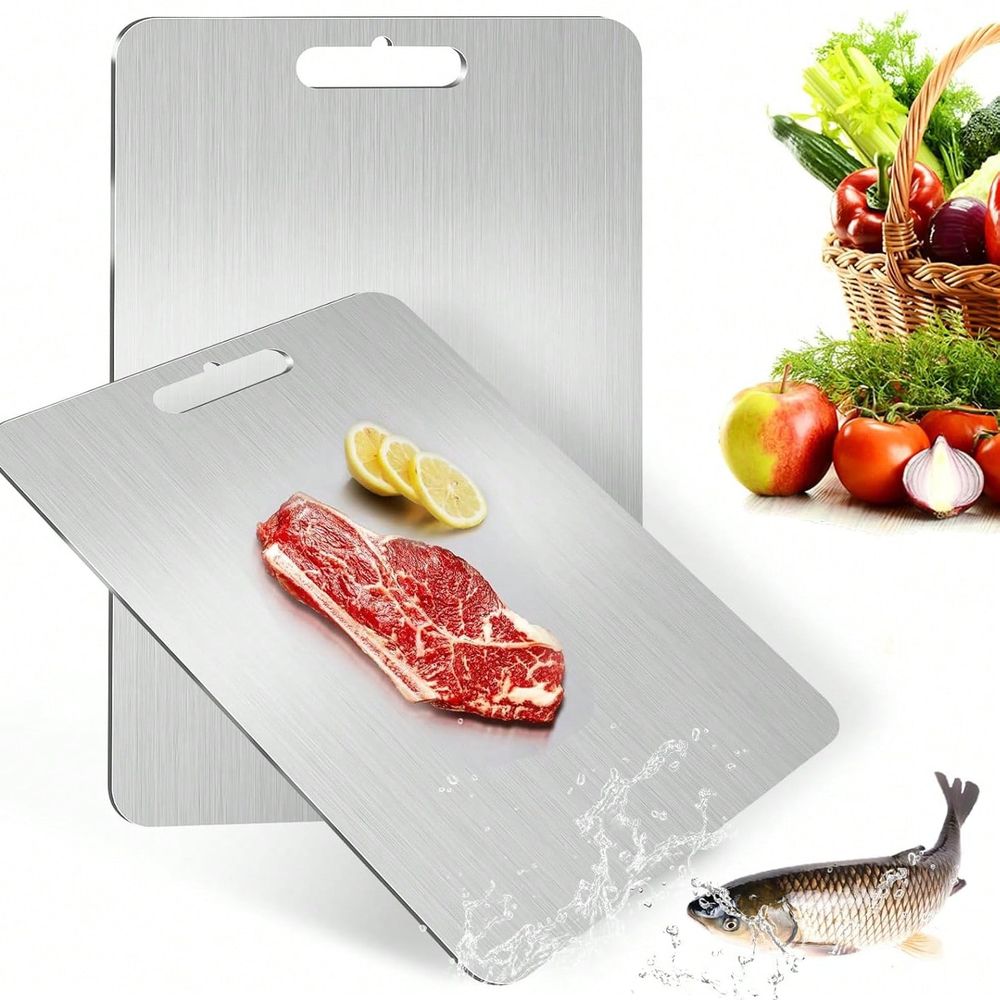 Camp Cutting Board - ステンレス製カッティングボード、304ステンレス製滑り止めチョッピングボード、キッチンやキャンプ用、ナイフ対応、非多孔質、お手入れ簡単、私用