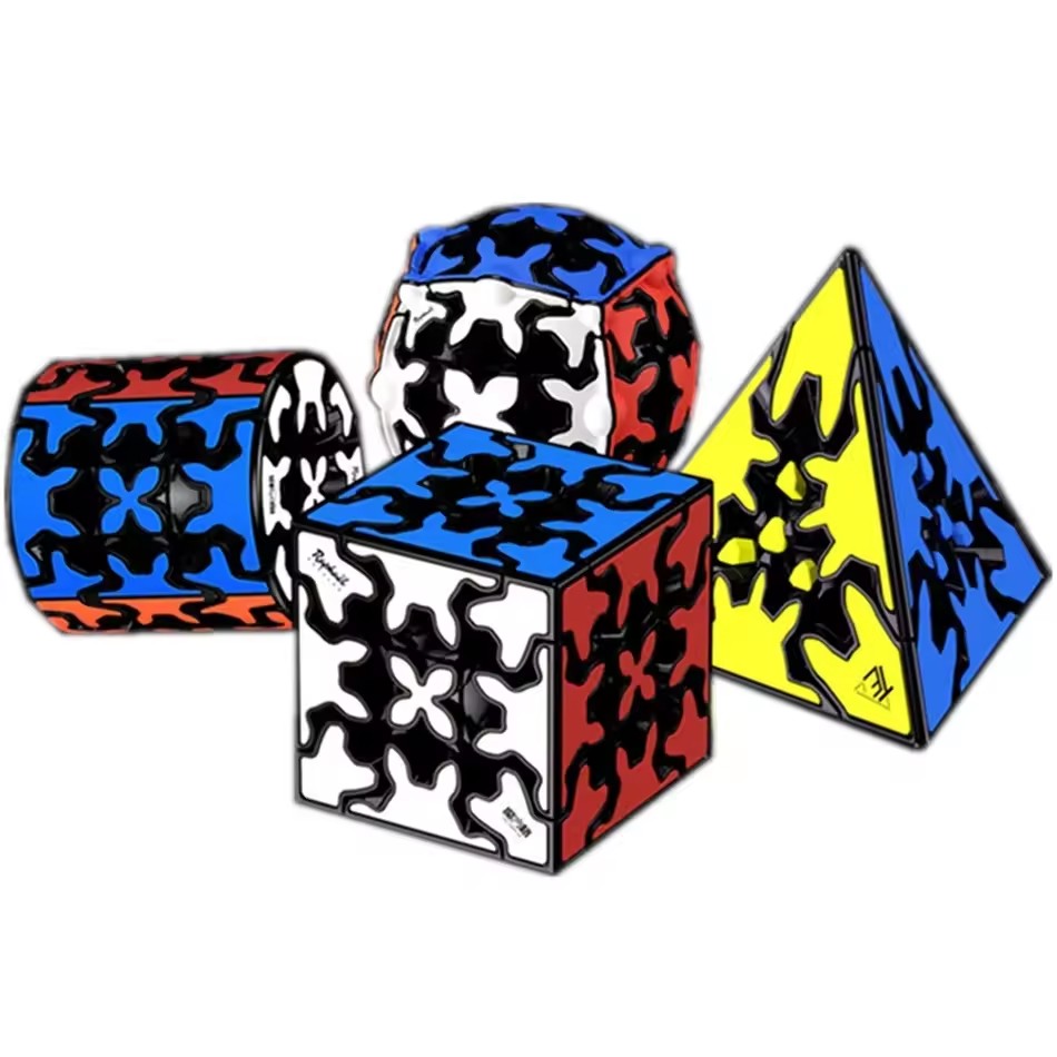 Fire Starter Cube - QiYi ギアキューブ 3x3x3 ピラミッド円筒クリエイティブ形状シリンダー球スピードマジックキューブギア教育玩具子供のためのギフト