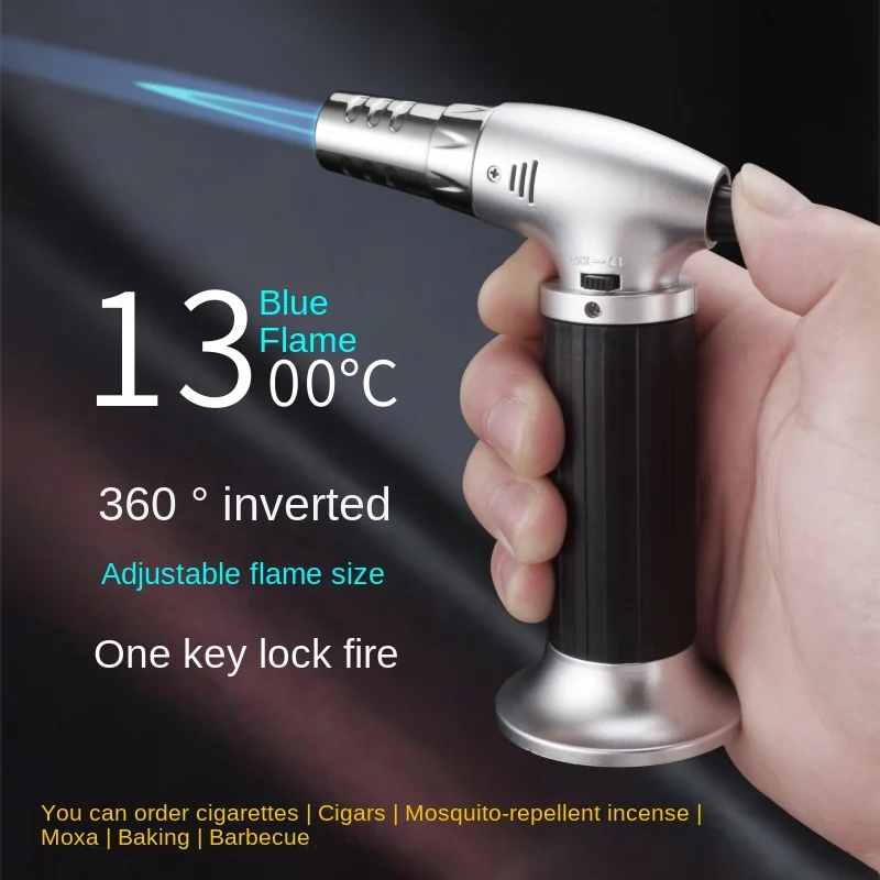 Camping Cooking Torch - ブタンブルーフレームトーチ,詰め替え可能,防風,バーベキュー用燃料ライター,葉巻,キャンドル,キャンプ用ガスライター