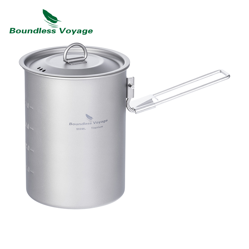 Camping Cooking Lightweight - 折りたたみハンドルと蓋付きの折りたたみ式キャンプ調理器具,ポータブル屋外調理キット,900ml
