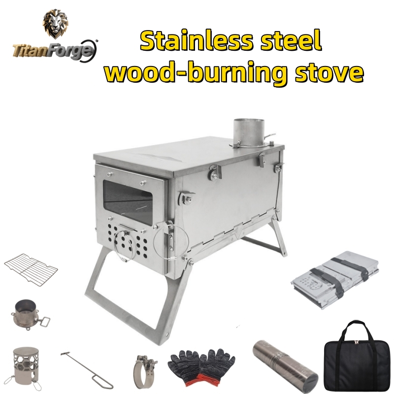 Camping Cooking Lightweight - 折りたたみ式薪ストーブ、ステンレス製で持ち運び可能かつ軽量、ハイキング、アウトドアキャンプテント、薪暖房ストーブ、狩猟や釣りに最適