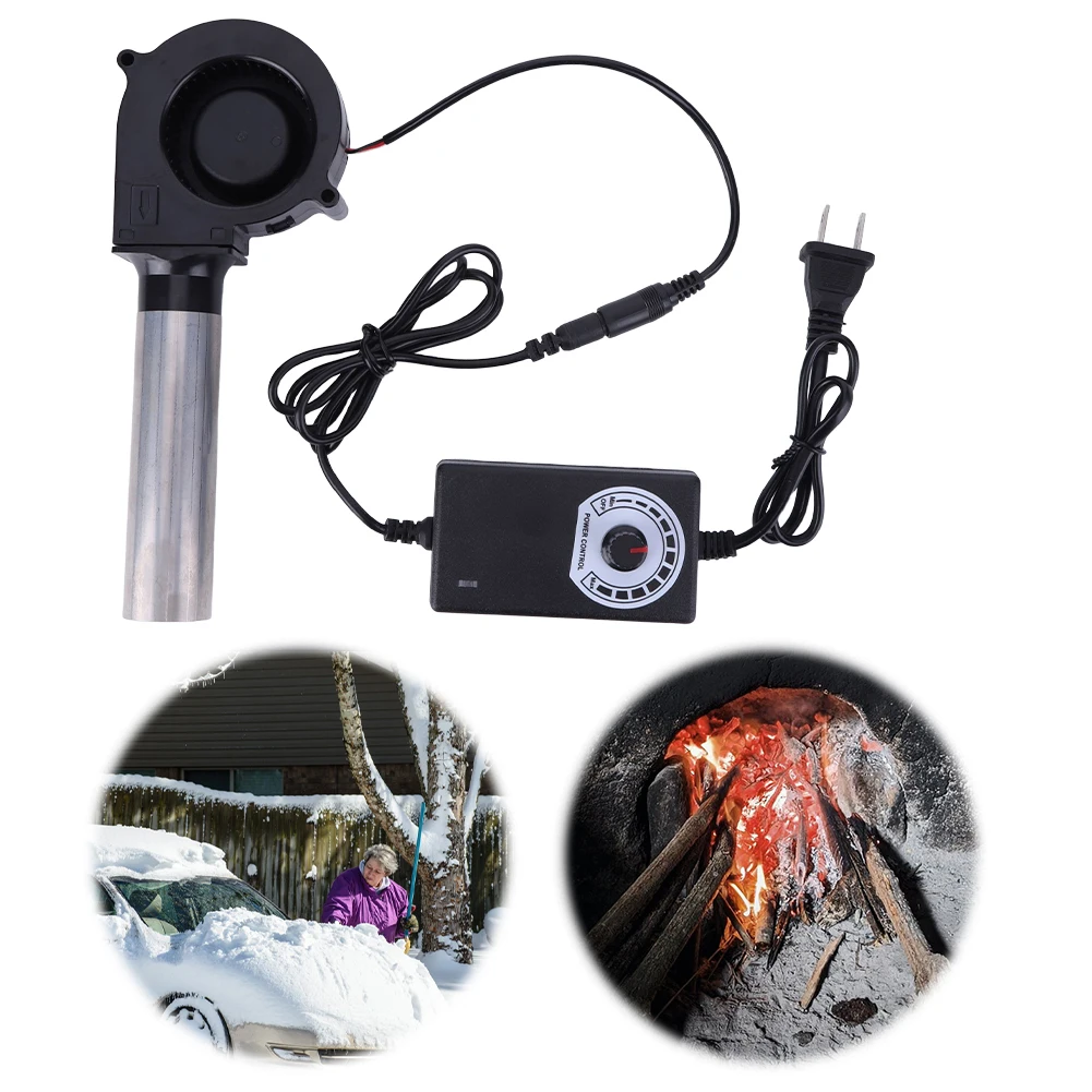 Camping Double Cooking Stove - 6000RPM エアブロワー 可変速度コントローラー付き DC 12V バーベキューファンブロワーファン