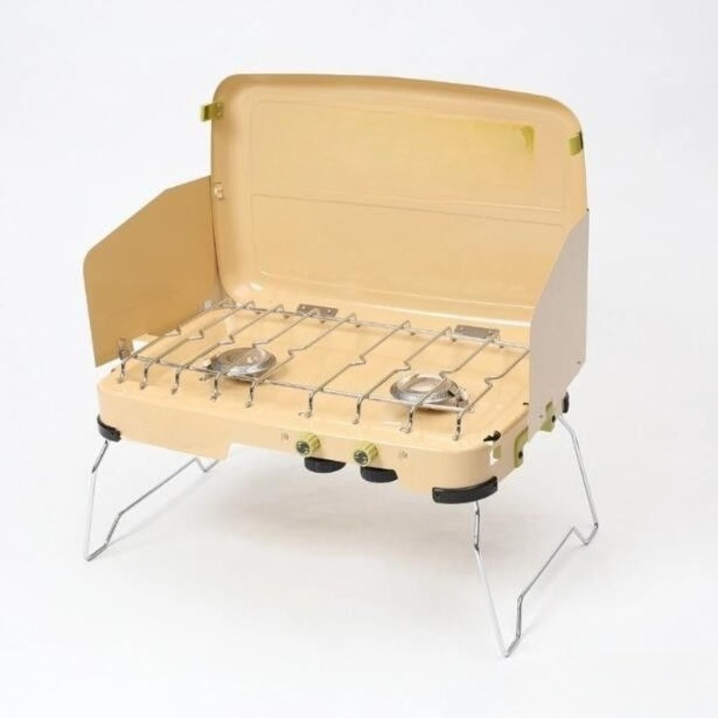 Camping Double Cooking Stove - キャンプ用ダブルヘッド防風ポータブルカセットコンロ 家庭用バーベキュー調理コンロ キャンプ用品