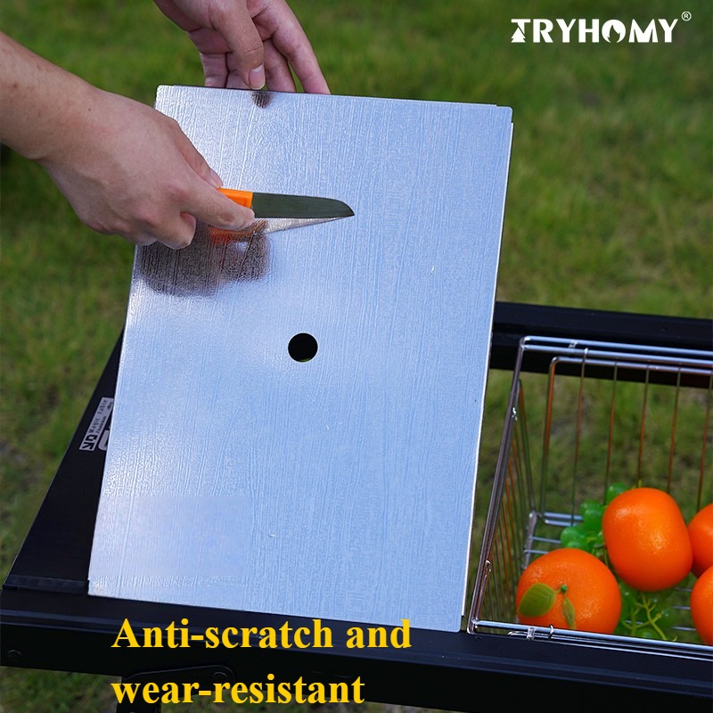 Camp Cutting Board - 排水バスケットカバー1個、3 in 1ステンレス製カッティングボード1個、IGTテーブル用ボード1個、アウトドアキャンプアクセサリー