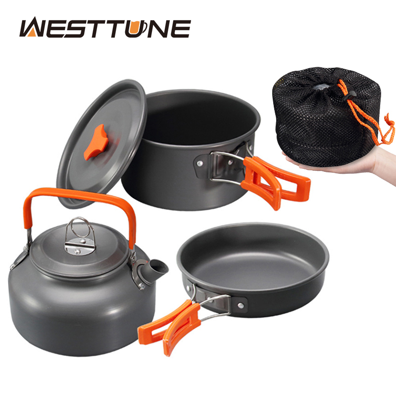 Camping Cooking Set 2 Person - WESTTUNE キャンプ調理器具キット アルミ アウトドア ポータブル クッキングセット