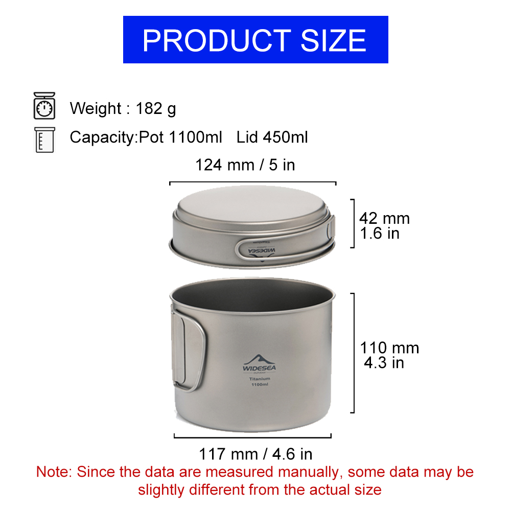Widesea 超軽量チタンキャンプポット 1100ml 折 - Camp Cutting Board のレビューと価格