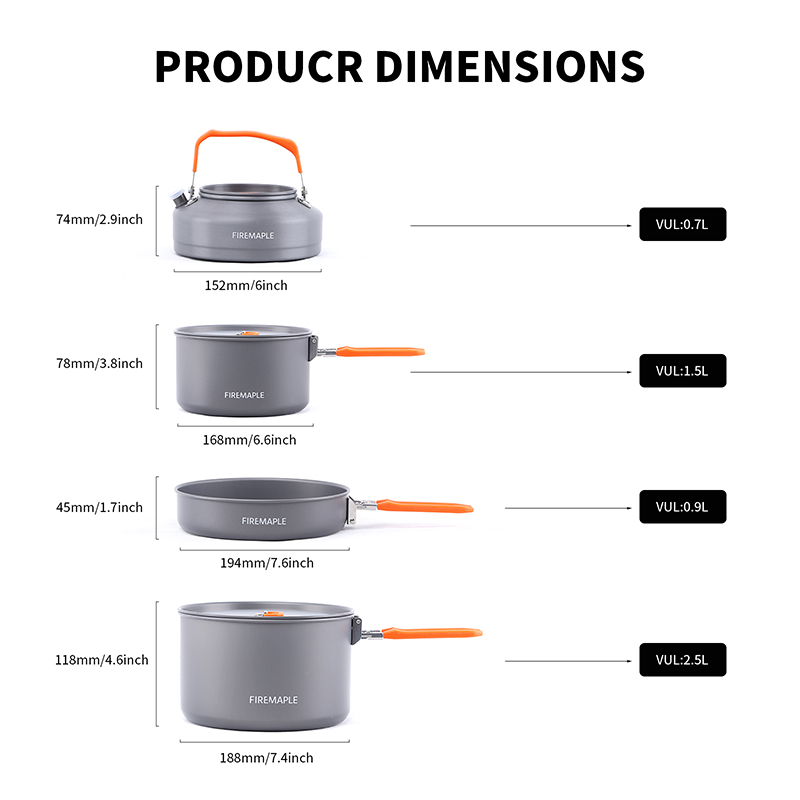 ファイヤーメープル 4-5人用調理器具セット、2ポットフライ - Camping Cooking Set For 4 のレビューと価格