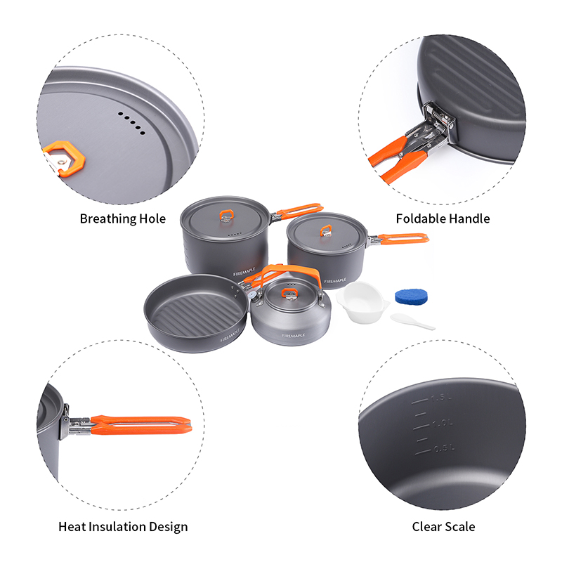 ファイヤーメープル 4-5人用調理器具セット、2ポットフライ - Camping Cooking Set For 4 のレビューと価格