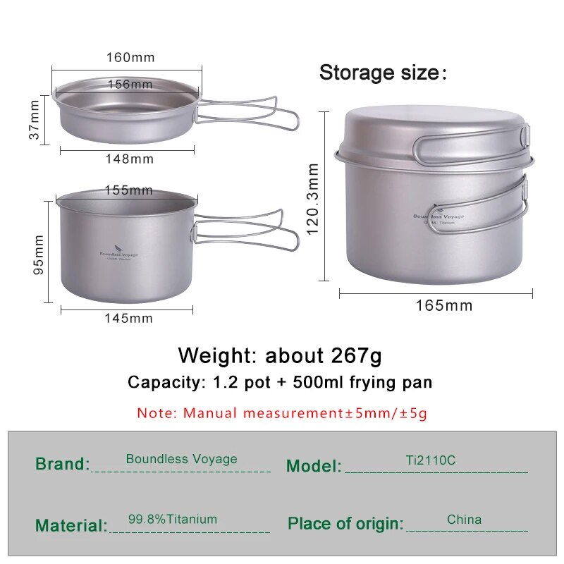 Boundless Voyage チタンポットパンセット 折 - Camping Cooking Set 2 Person のレビューと価格