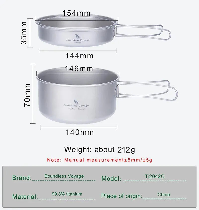 Boundless Voyage チタンポットパンセット 折 - Camping Cooking Set 2 Person のレビューと価格