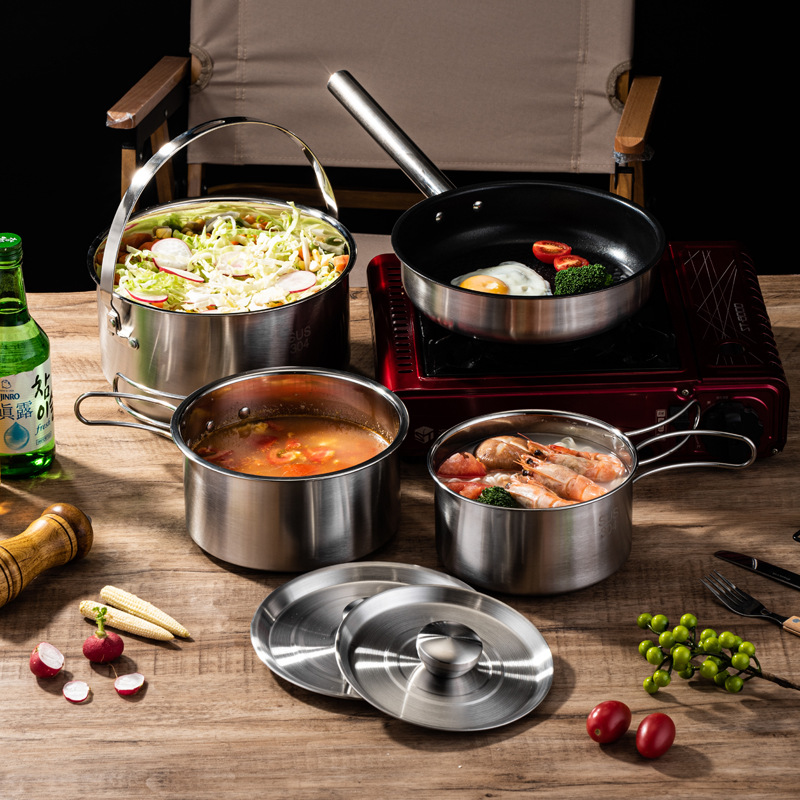 ポータブルキャンプピクニック調理器具セット 4点セット 30 - Camping Cooking Set For 4 のレビューと価格