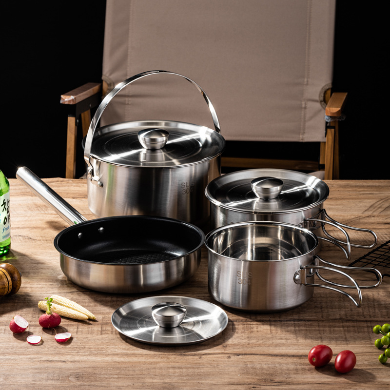 ポータブルキャンプピクニック調理器具セット 4点セット 30 - Camping Cooking Set For 4 のレビューと価格