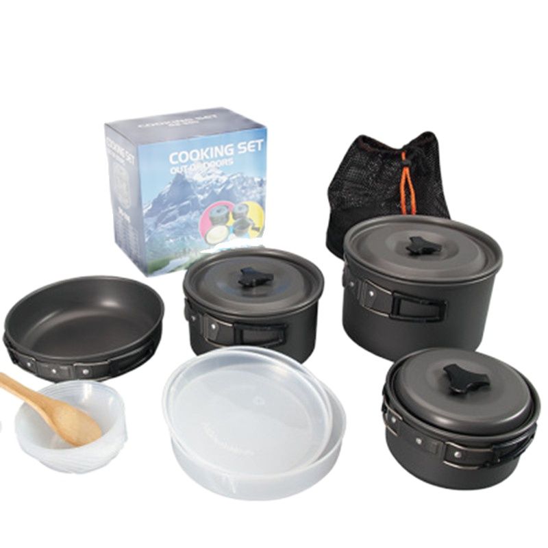 アウトドアキャンプクッキングセット ノンスティックポット D - Camping Cooking Set 2 Person のレビューと価格