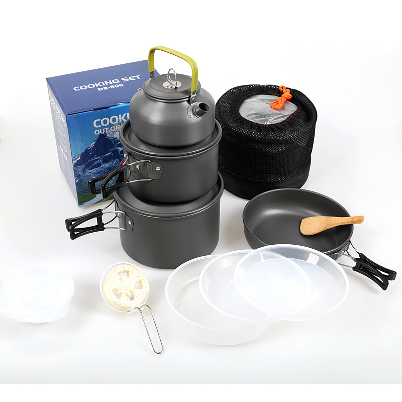 アウトドアキャンプクッキングセット ノンスティックポット D - Camping Cooking Set 2 Person のレビューと価格