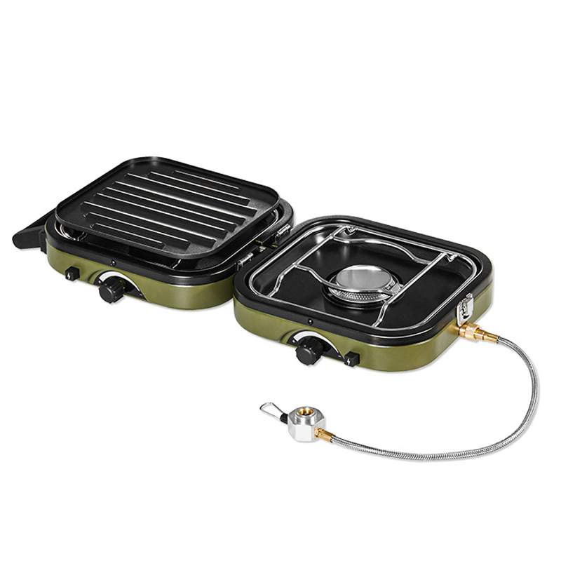 折りたたみ式ダブルバーナーガスコンロ 2300W ポータブル - Camping Double Cooking Stove のレビューと価格