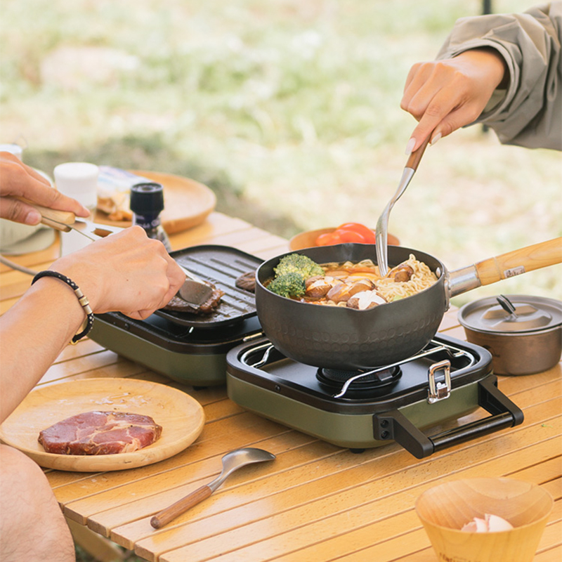 折りたたみ式ダブルバーナーガスコンロ 2300W ポータブル - Camping Double Cooking Stove のレビューと価格