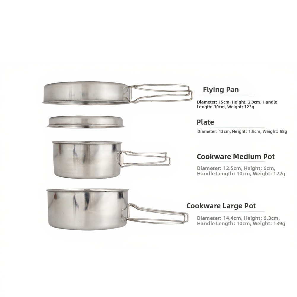 アウトドア調理セット 4ピース ステンレス製 キャンプ ハイ - Camping Cooking Set For 4 のレビューと価格