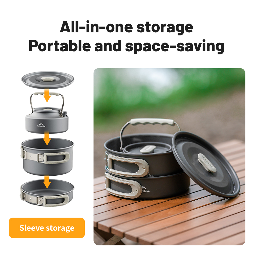 Naturehike キャンプ調理器具キット屋外フライパンポ - Camping Cooking Set 2 Person のレビューと価格