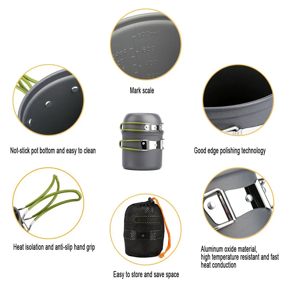 キャンプ調理器具混乱キット超軽量キャンプポットセット屋外調理 - Camping Cooking Set 2 Person のレビューと価格