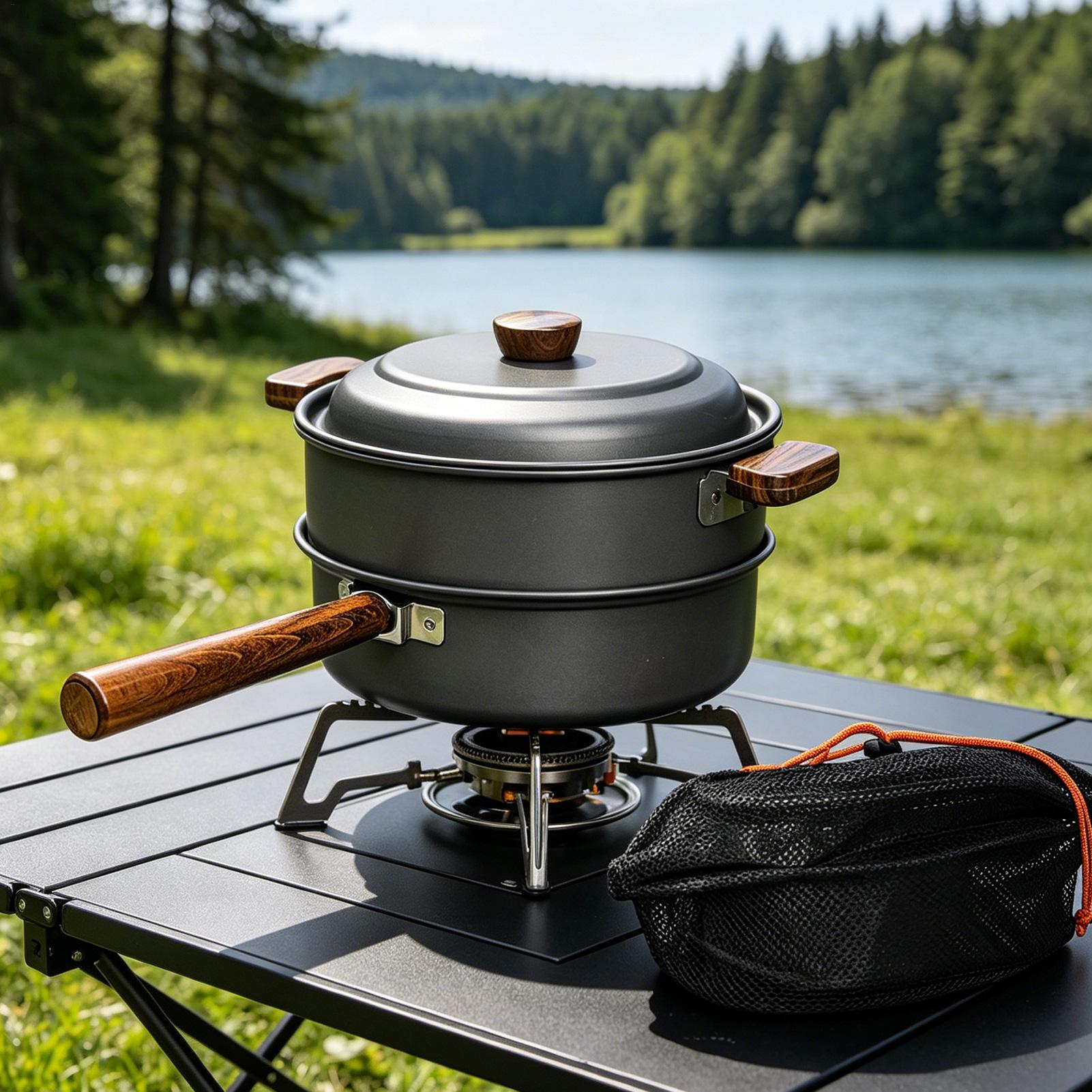キャンプパン ポータブル 大型 軽量 二層蒸し器 キャンプク - Camping Double Cooking Stove のレビューと価格