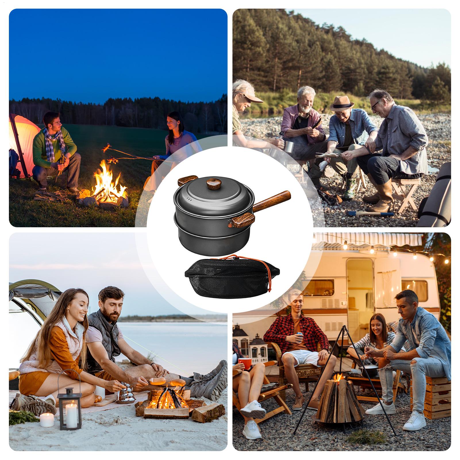 キャンプパン ポータブル 大型 軽量 二層蒸し器 キャンプク - Camping Double Cooking Stove のレビューと価格