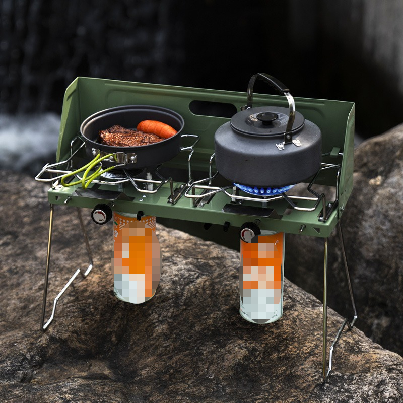 ポータブルガスストーブ アウトドア ポータブル分割式ストーブ - Camping Double Cooking Stove のレビューと価格