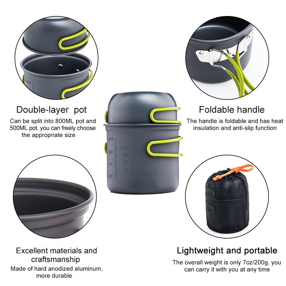 ワイドシー超軽量キャンプ調理器具セット 1～2人用 硬質アル - Camping Cooking Set 2 Person のレビューと価格