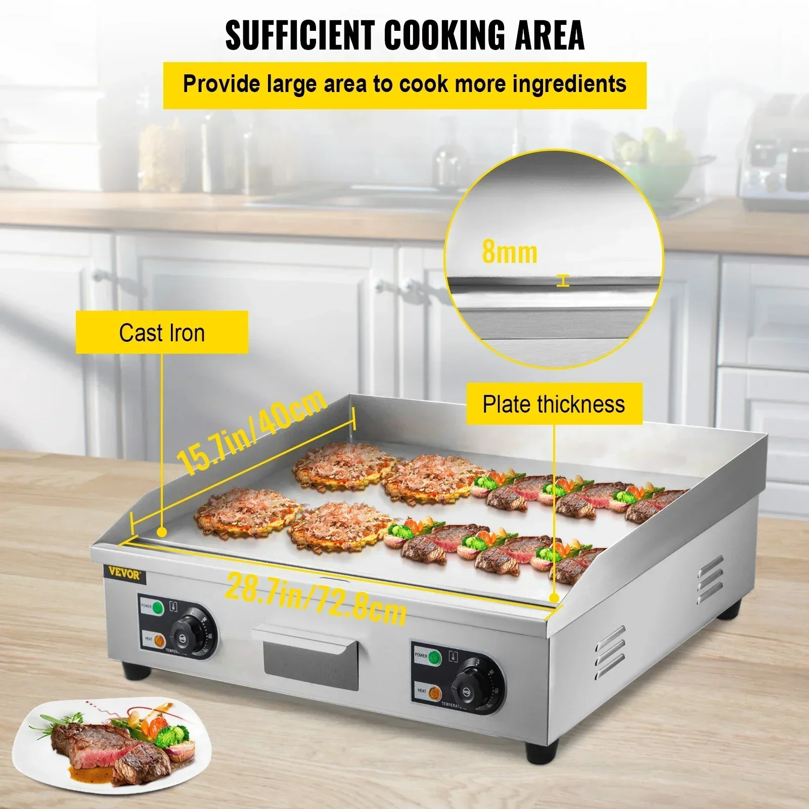 電気カウンタートップグリドル引き出し付きステンレス鋼フラット - Camping Cooking Top のレビューと価格
