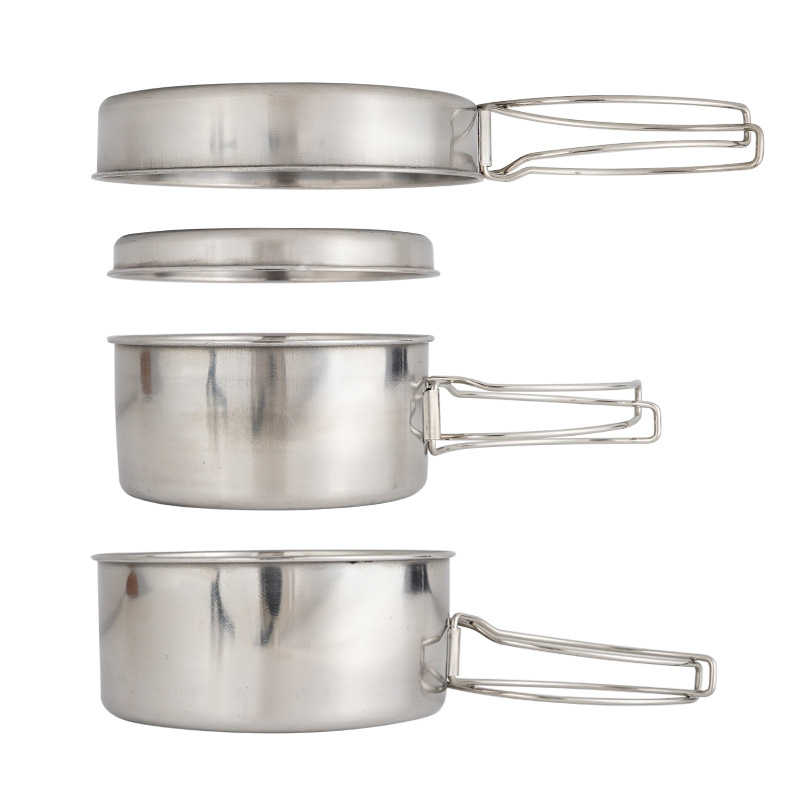 CLS 4ピースステンレス製キャンプ調理器具セット ポータブ - Camping Cooking Set For 4 のレビューと価格