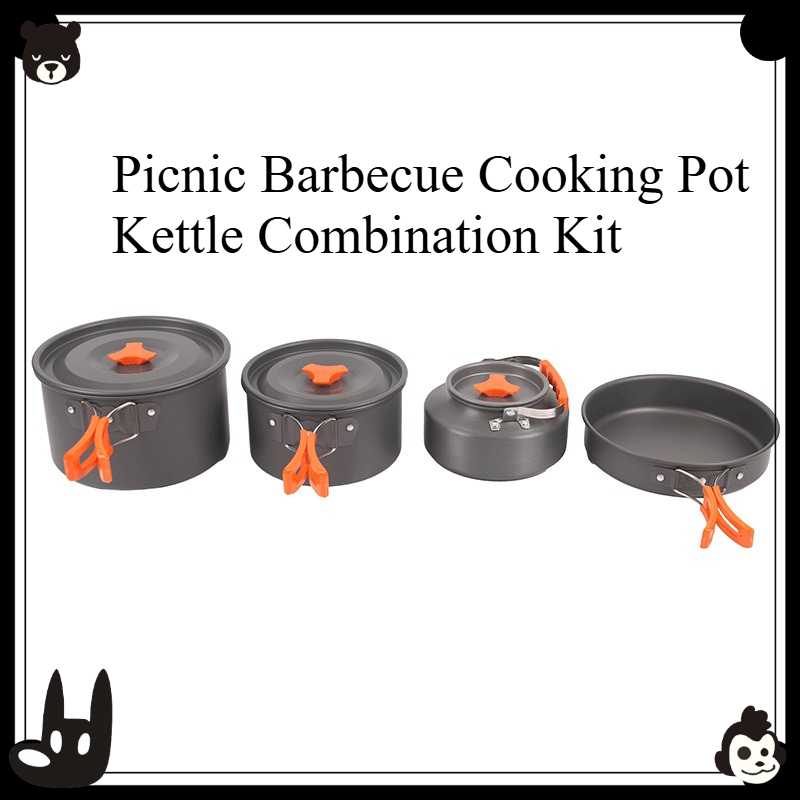 ポータブルアウトドア調理器具セット 4点セット キャンプ ピ - Camping Cooking Set For 4 のレビューと価格