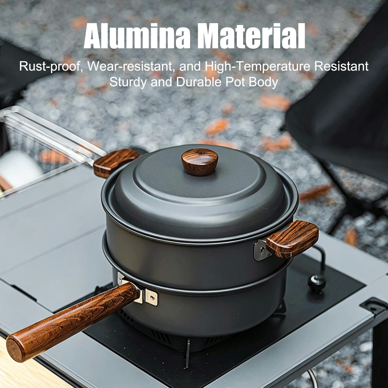 キャンプポット ポータブル 大型 軽量 二層蒸し器 キャンプ - Camping Double Cooking Stove のレビューと価格