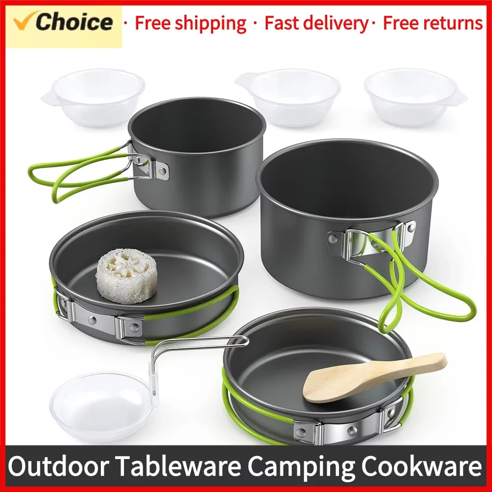 屋外調理キャンプ用具セット 2～3人用 4ピース硬質アルミニ - Camping Cooking Set For 4 のレビューと価格