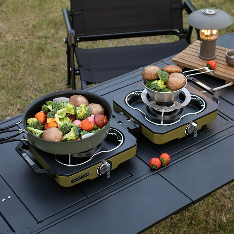 キャンプストーブ ダブルバーナー ポータブル 高火力 折りた - Camping Double Cooking Stove のレビューと価格