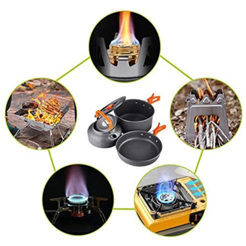 2～3人用屋外キャンプ・ピクニック用キャンプキッチン用品アル - Camping Cooking Set 2 Person のレビューと価格