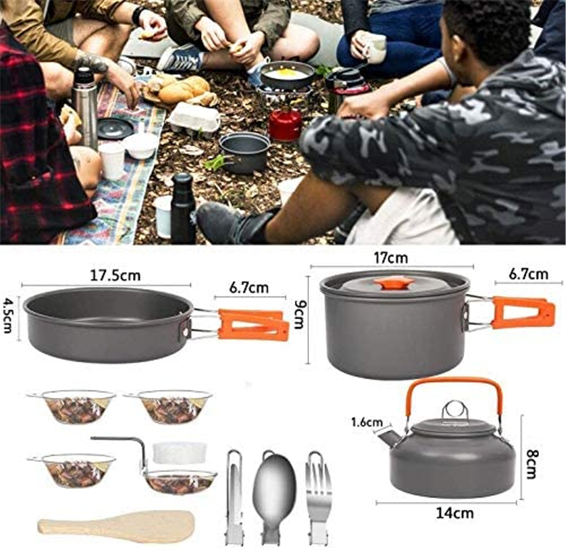 2～3人用屋外キャンプ・ピクニック用キャンプキッチン用品アル - Camping Cooking Set 2 Person のレビューと価格