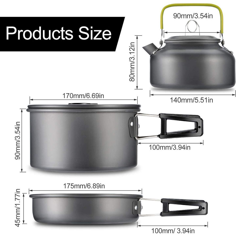 アウトドアキャンプ調理器具セットアルミノンスティックポットポ - Camping Cooking Set 2 Person のレビューと価格
