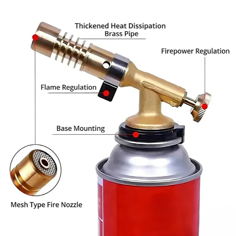 高温真鍮製ブタンガスバーナーヘッド、調整可能な炎、溶接、ろう - Camping Cooking Torch のレビューと価格