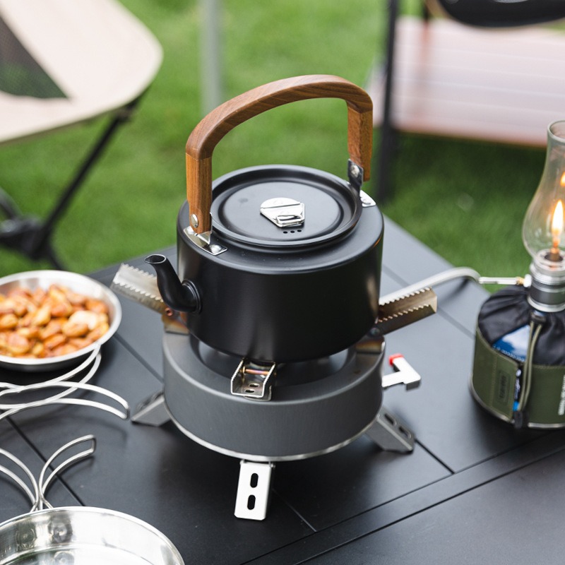 1.2L 軽量アルミニウム合金キャンプケトル 木製ハンドル付 - Camping Cooking Lightweight のレビューと価格