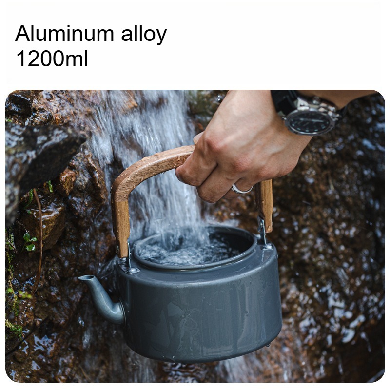 1.2L 軽量アルミニウム合金キャンプケトル 木製ハンドル付 - Camping Cooking Lightweight のレビューと価格