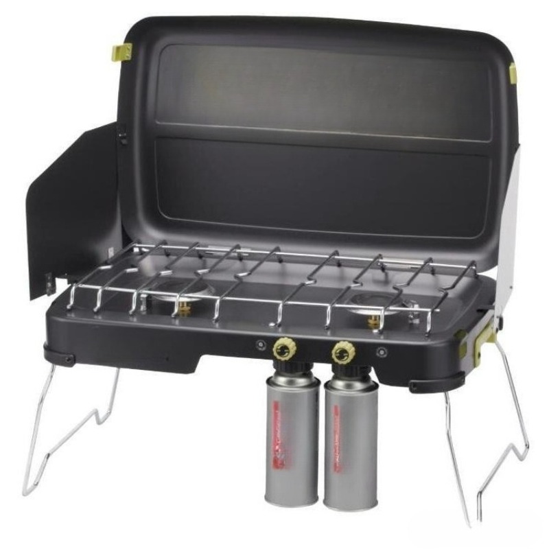 キャンプ用ダブルヘッド防風ポータブルカセットコンロ 家庭用バ - Camping Double Cooking Stove のレビューと価格
