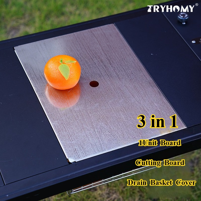 排水バスケットカバー1個、3 in 1ステンレス製カッティン - Camp Cutting Board のレビューと価格