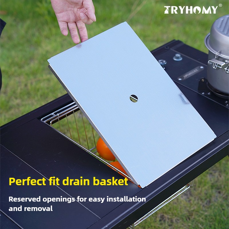 排水バスケットカバー1個、3 in 1ステンレス製カッティン - Camp Cutting Board のレビューと価格