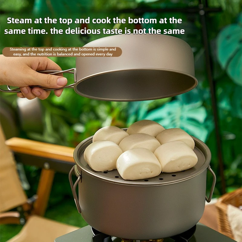 チタンアウトドアポットセットピクニックキャンプセット食器折り - Camping Cooking Lightweight のレビューと価格