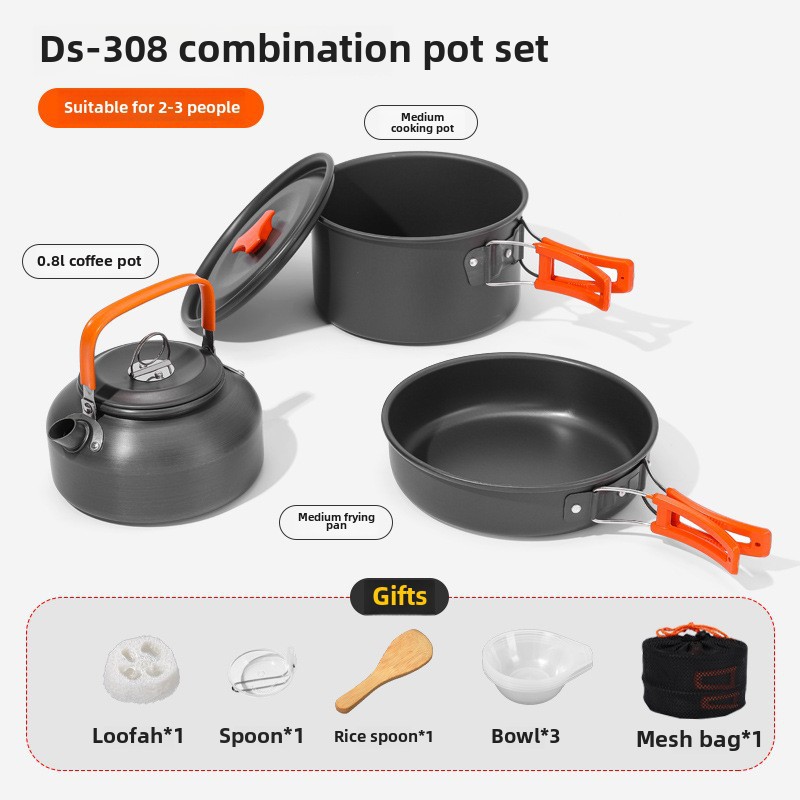 アウトドアキャンプ調理器具セット 2～3人用 ポータブルノン - Camping Cooking Set 2 Person のレビューと価格